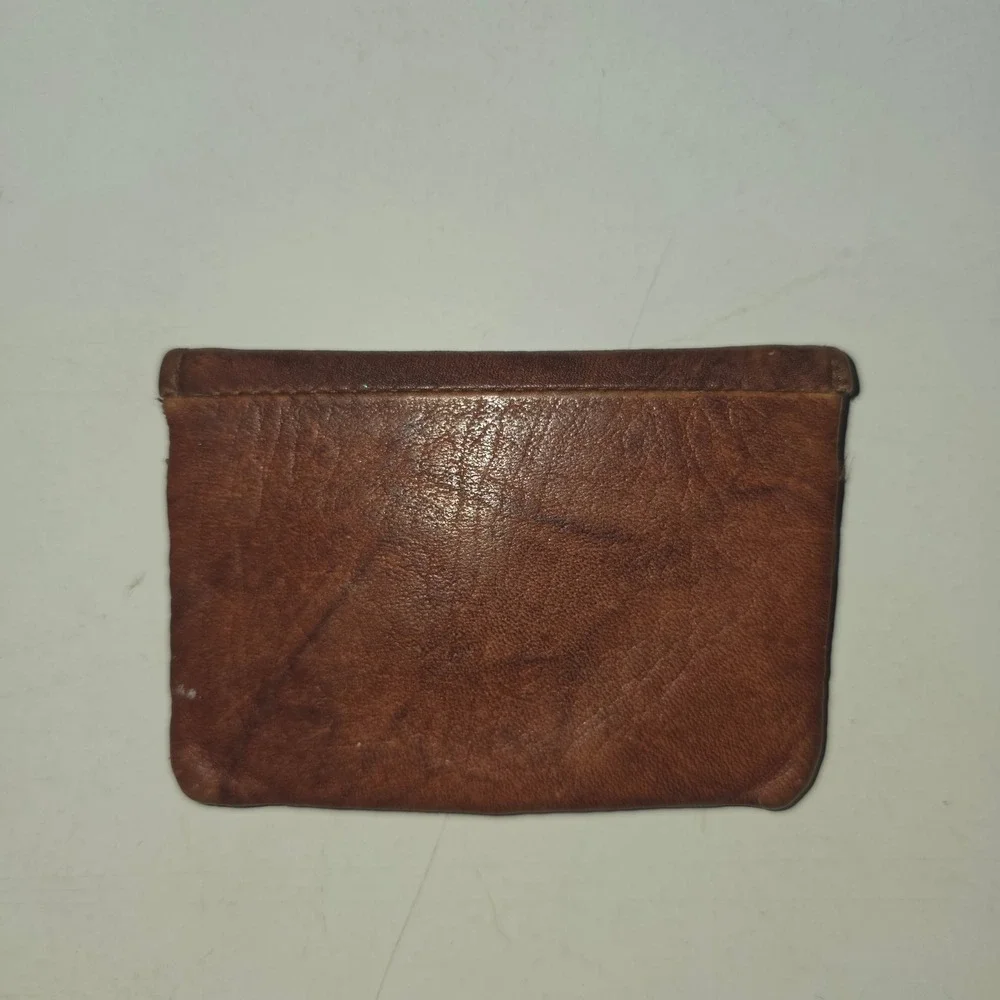 Buxton Vintage Brown Genuine Leather Coin Purse Card Holder Snap Zipper Wallet